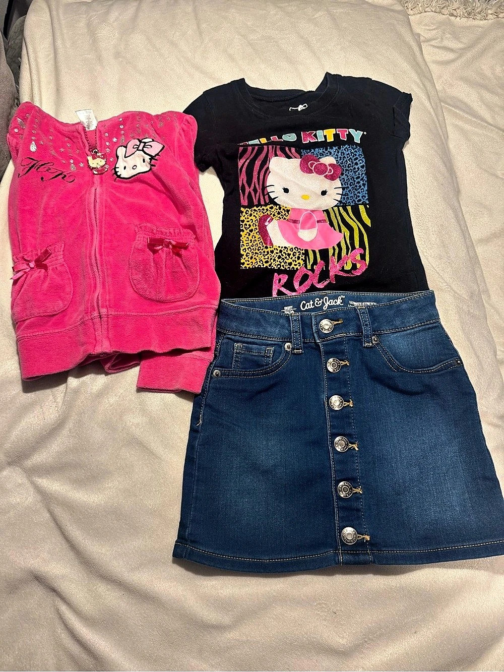 Sanrio Hello Kitty Rocks Graphic Tee Girls XS (4/5) Set Pink & Blue